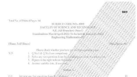 Engineering Mathematics 3 (8009) BTech 3rd Sem Exam Paper - Jul 2022 ...