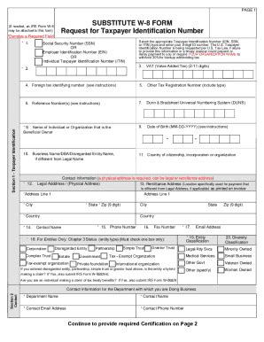 Substitute W-8 Form - Blank Fillable Template | Fill Out, Print ...