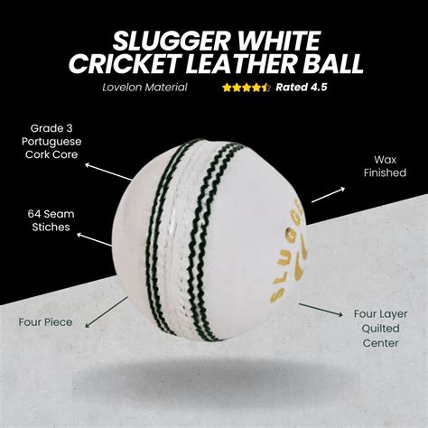 SLUGGER White Leather Cricket Ball (1 Ball) – Slugger