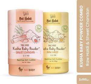 Nat Habit Talc-Free Baby Powder| Haldi & Shwet Chandan Combo Pack|Anti ...