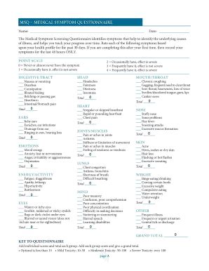 Msq Questionnaire - Fill and Sign Printable Template Online