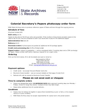 Fillable Online Colonial Secretarys Papers photocopy order form Fax ...