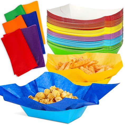 Amazon.com: PerKoop 60 Pcs Disposable Food Boats 2 lb Multicolor Paper ...
