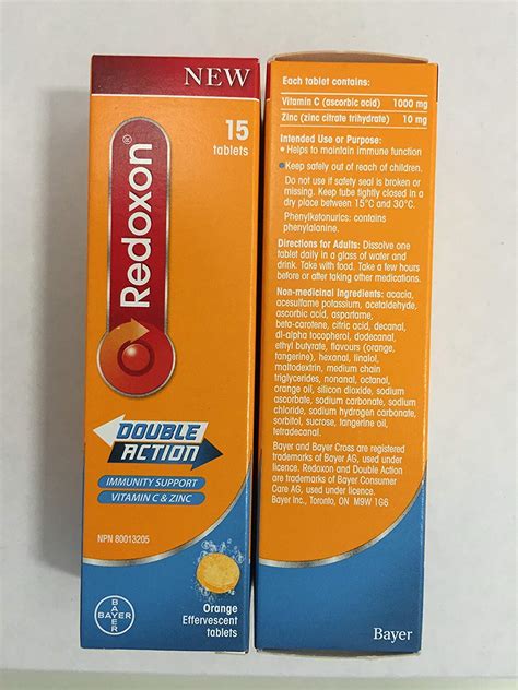 Redoxon Double Action Orange Effervescent Tablets 1000mg Vitamin C 10mg ...