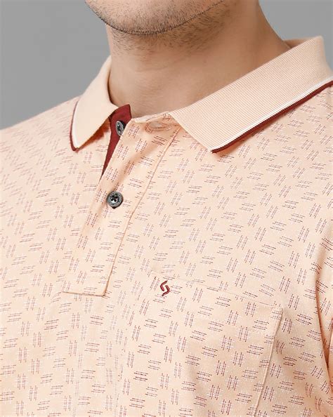 Classic Polo Men's Cotton Half Sleeve Printed Slim Fit Polo Neck Cream