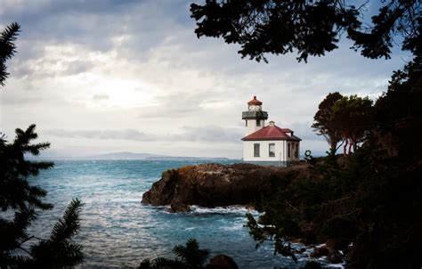 Wallpaper sea, sunlight, Lime Kiln Lighthouse for mobile and desktop ...
