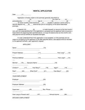 Rental Application Form - Blank Fillable Template | Fill Out, Print ...