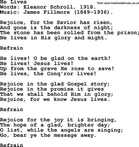 Easter Hymns, Song: He Lives - lyrics, midi music and PDF