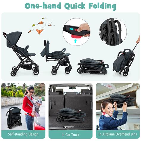 Buy Gymax Lightweight Baby Stroller Compact Travel Stroller Retractable ...
