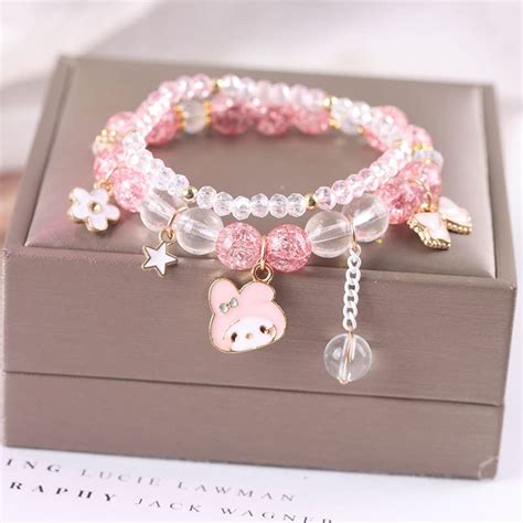 Buy My Melody and Kuromi Bracelets Sanrio Kawaii Jewelry Cute Anime ...