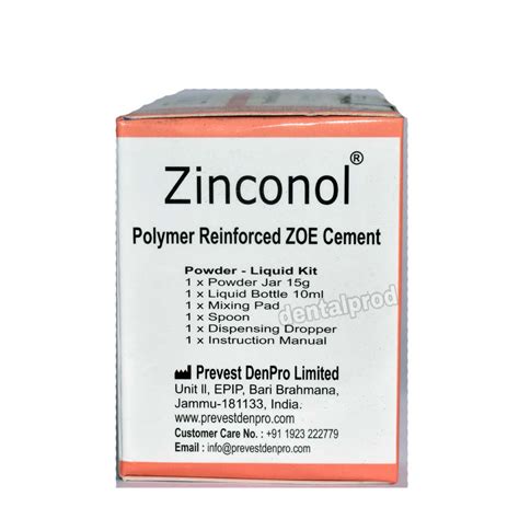 Prevest Denpro Zinconol Polymer Reinforced ZOE Dental Restorative Ceme ...