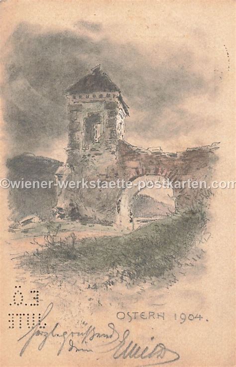 Ak Handgemalt Ostern Ruine Turm Torbogen Wien 1904 Perfinlochung ...