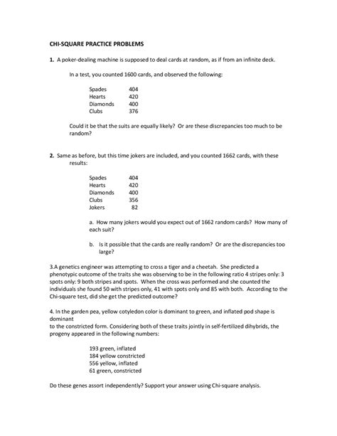 Image result for Chi-Square Practice Problems