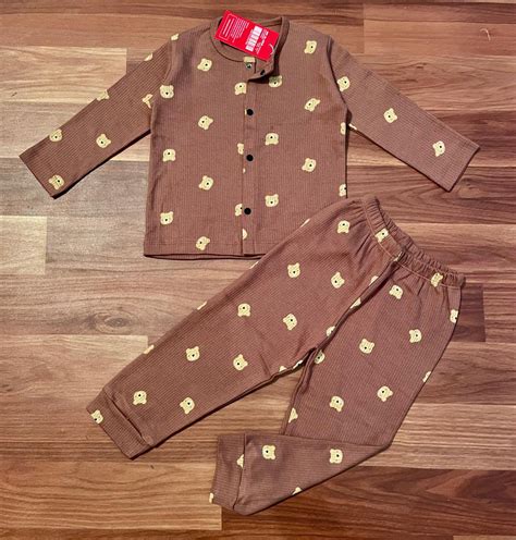 Kid's Front Open Lounge Wear Sets (Brown Teddy) – sanright