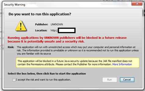 Image result for Java Security Warning