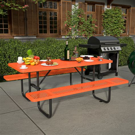 Arlmont & Co. Tables de pique-nique en métal pour l'extérieur avec trou ...