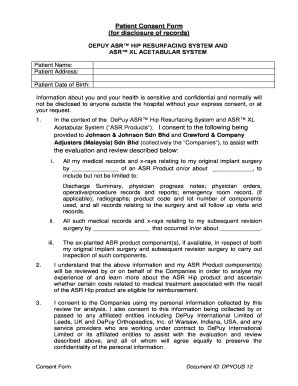 Fillable Online Patient Consent Form - bdepuysynthesbbcomb Fax Email ...
