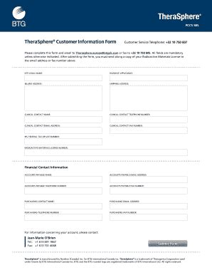 Fillable Online PCCS 585 TheraSphere Customer Information Form Customer ...