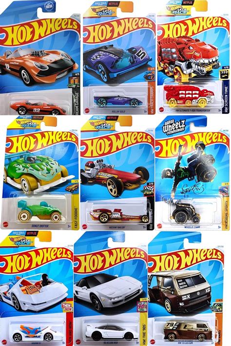 Hot Wheels 1:64 Scale Mainline Basic Car – Pack of 9 (Assorted Model ...