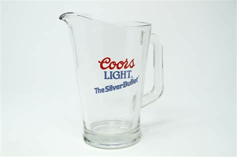 Vintage Heavy Glass Coors Light The Silver Bullet Beer Pitcher 9" Tall ...