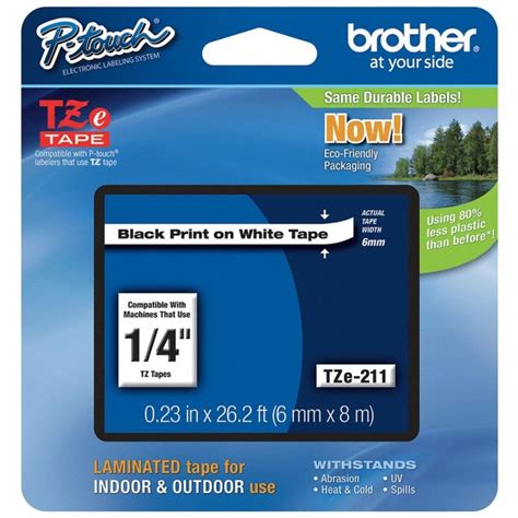 Brother Laminated Tape Black on White, 6mm (TZe211) : Amazon.in: Office ...