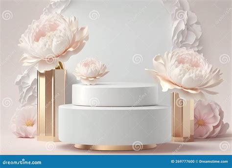 White and Golden Display Abstract Minimal Podium Product Package Mock ...