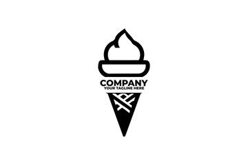 Flat ice cream symbol logo monochrome | Premium Vector