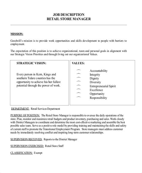 Image result for Retail Manager Job Description Sample