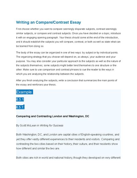 Writing an Compare Contrast Essay - Writing an Compare/Contrast Essay ...