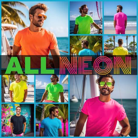 Mens Neon T Shirt Mockup Bundle Fluorescent T Shirt Mock up Safety ...