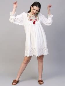 Fashor Women Fit and Flare White Dress - Buy Fashor Women Fit and Flare ...