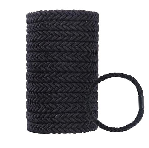 WDGROW Large Braided Mens Hair Ties, for Longhairs Men Bun,Thick Black ...