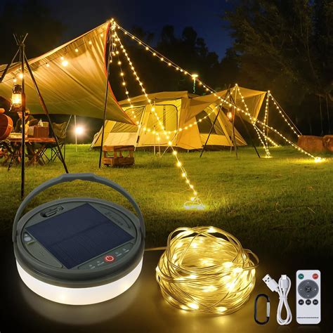 SMY Lighting 4 in 1 Solar Camping String Lights, 42.6Ft Ultra Long ...