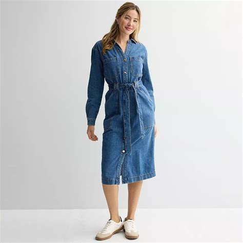 Women's Sonoma Goods For Life® Denim Button-Front Midi Shirtdress