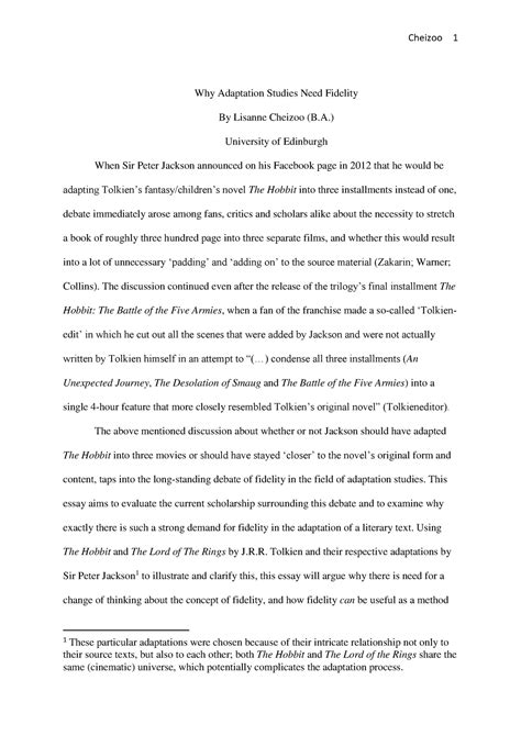 Why Adaptation Studies Need Fidelity - ) University of Edinburgh When ...