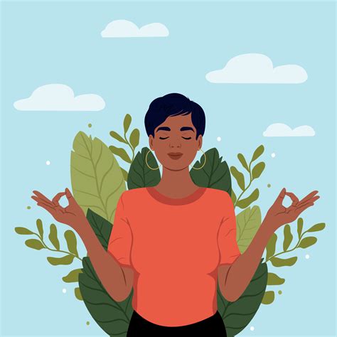 May is Mental Health Awareness Month. A black woman meditates, takes ...