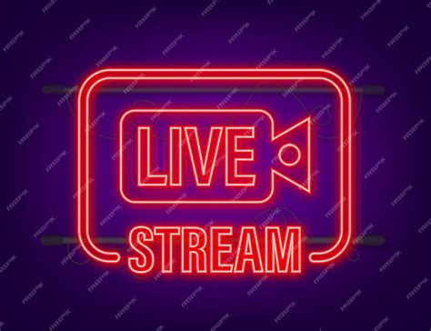 Logo de diffusion en direct. Icône néon. Interface de flux ...