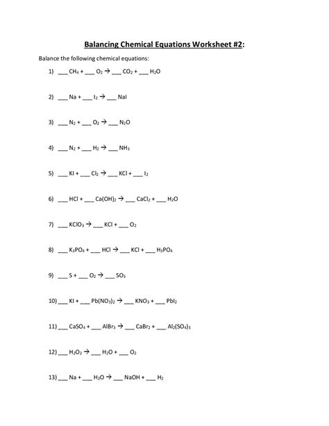 Free Printable Balancing Equations Worksheets - Worksheets Library