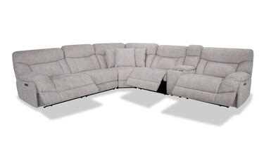 Everest Light Gray 136'' 6 Piece Power Reclining Sectional with Power ...