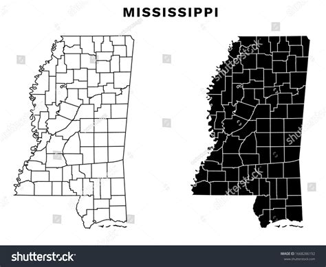 Mississippi counties map with names