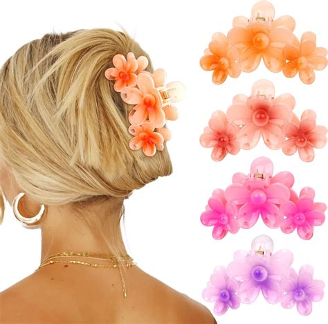 Amazon.com : Canitor Flower Claw Clips for Women Flower Hair Clips for ...