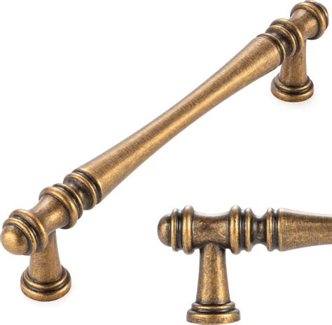 KOOFIZO 10 Pack 5 Inch Antique Brass Cabinet Pulls Vintage Brass ...