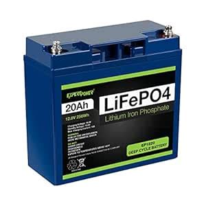 ExpertPower 12V 20Ah Lithium LiFePO4 Deep Cycle Rechargeable Battery ...