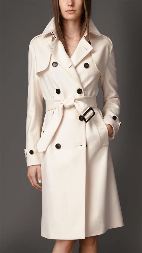 Long Double Cashmere Trench Coat | White trench coat women, Trench ...