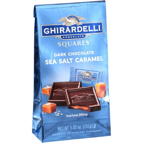 Ghirardelli Dark & Sea Salt Square Caramel Chocolate, 5.32 Oz ...