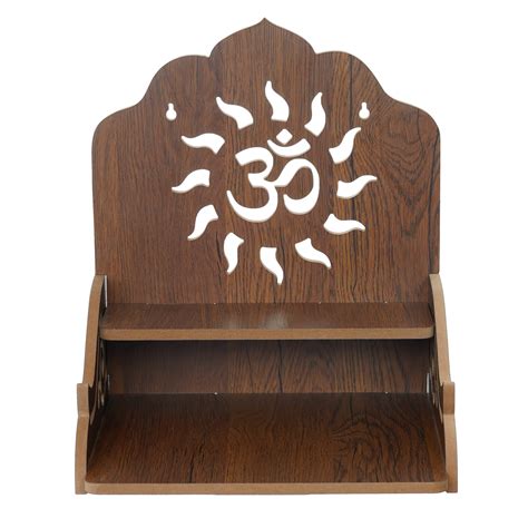 Om Design with Shelf Laminated Wood Pooja Temple/Mandir - eCraftIndia ...
