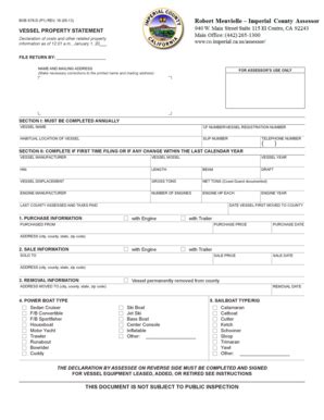 Fillable Online co imperial ca VESSEL PROPERTY STATEMENT - co imperial ...