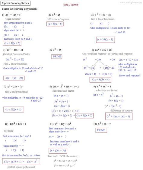 Image result for Factor Algebra Problems with Answers