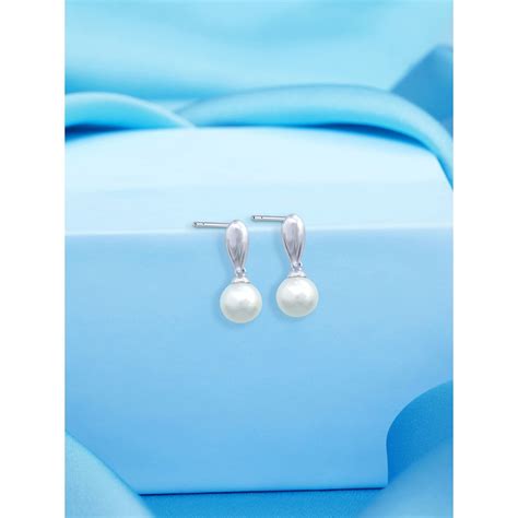 Buy Zavya Pure Pearls Rhodium Plated 925 Sterling Silver Earrings Online
