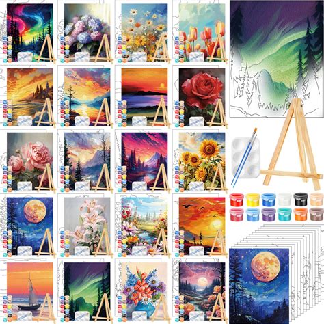 Snapklik.com : Zhanmai 20 Pack Pre Drawn Canvas For Painting Drawn ...